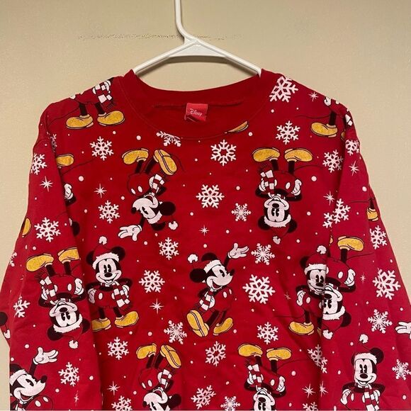 Disney Mickey Mouse AOP All Over Print Christmas Crewneck Sweatshirt Size XS - Picture 1 of 4
